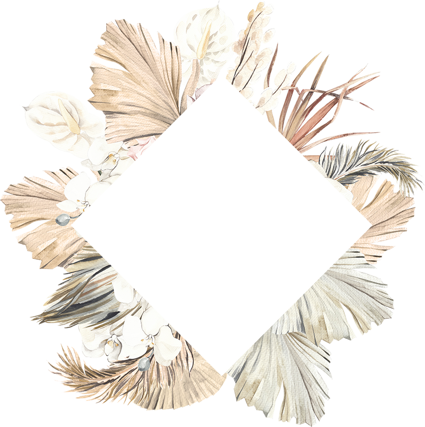 Boho tropical watercolor rhombus frame